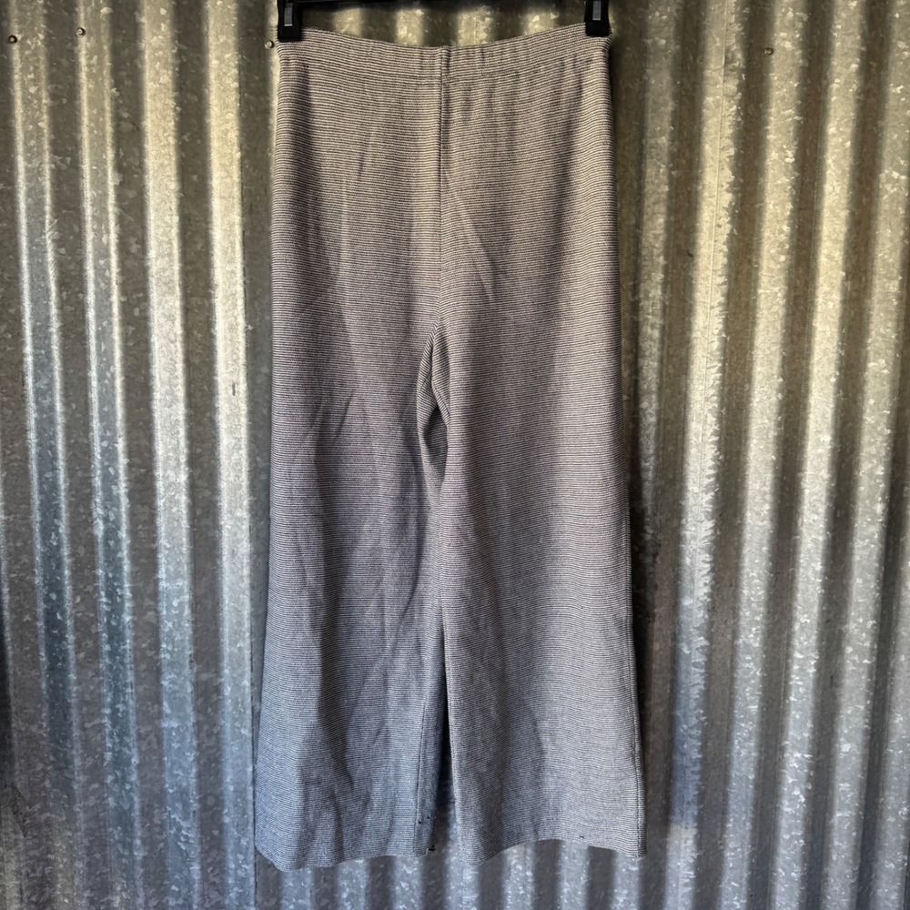 Vintage St John Collection Black White Stretchy Wide Leg Knit Pants USA Sz 6